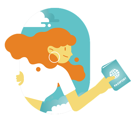 Girl holding passport